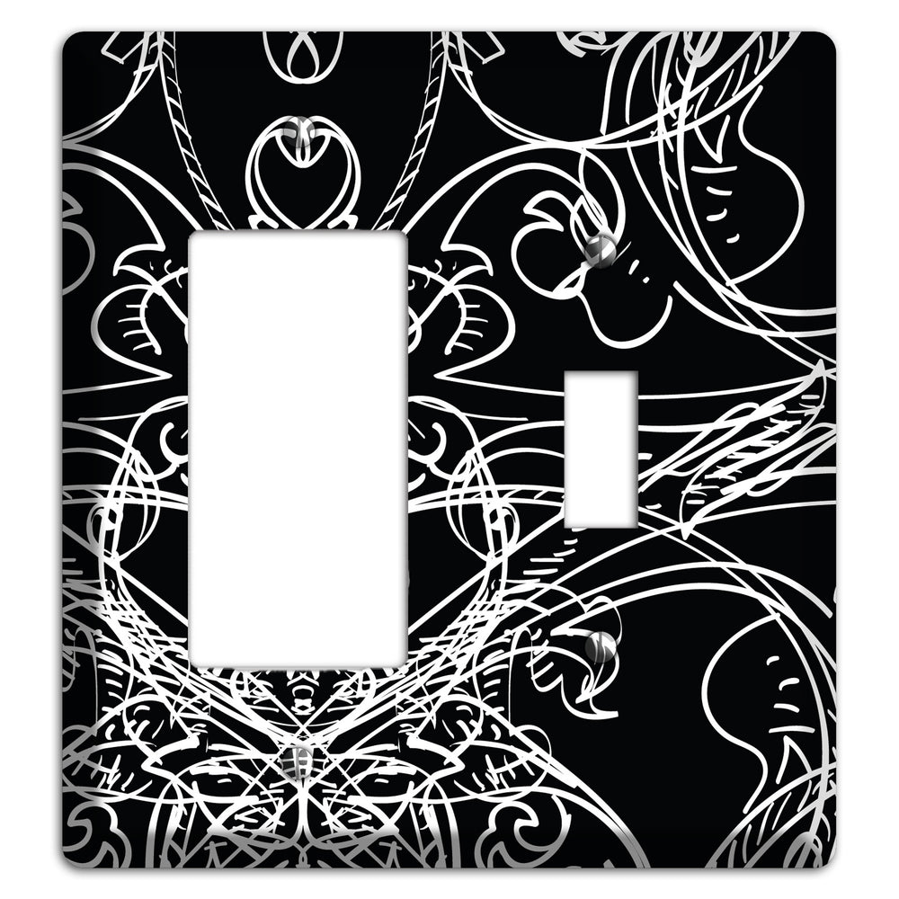 Black Deco Sketch Rocker / Toggle Wallplate
