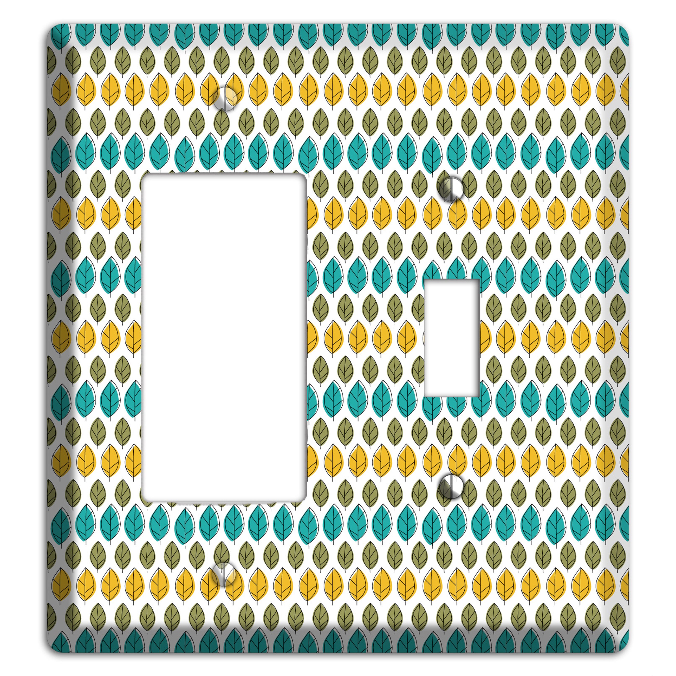 Turquoise Multi Olive Leaf Contour Rocker / Toggle Wallplate