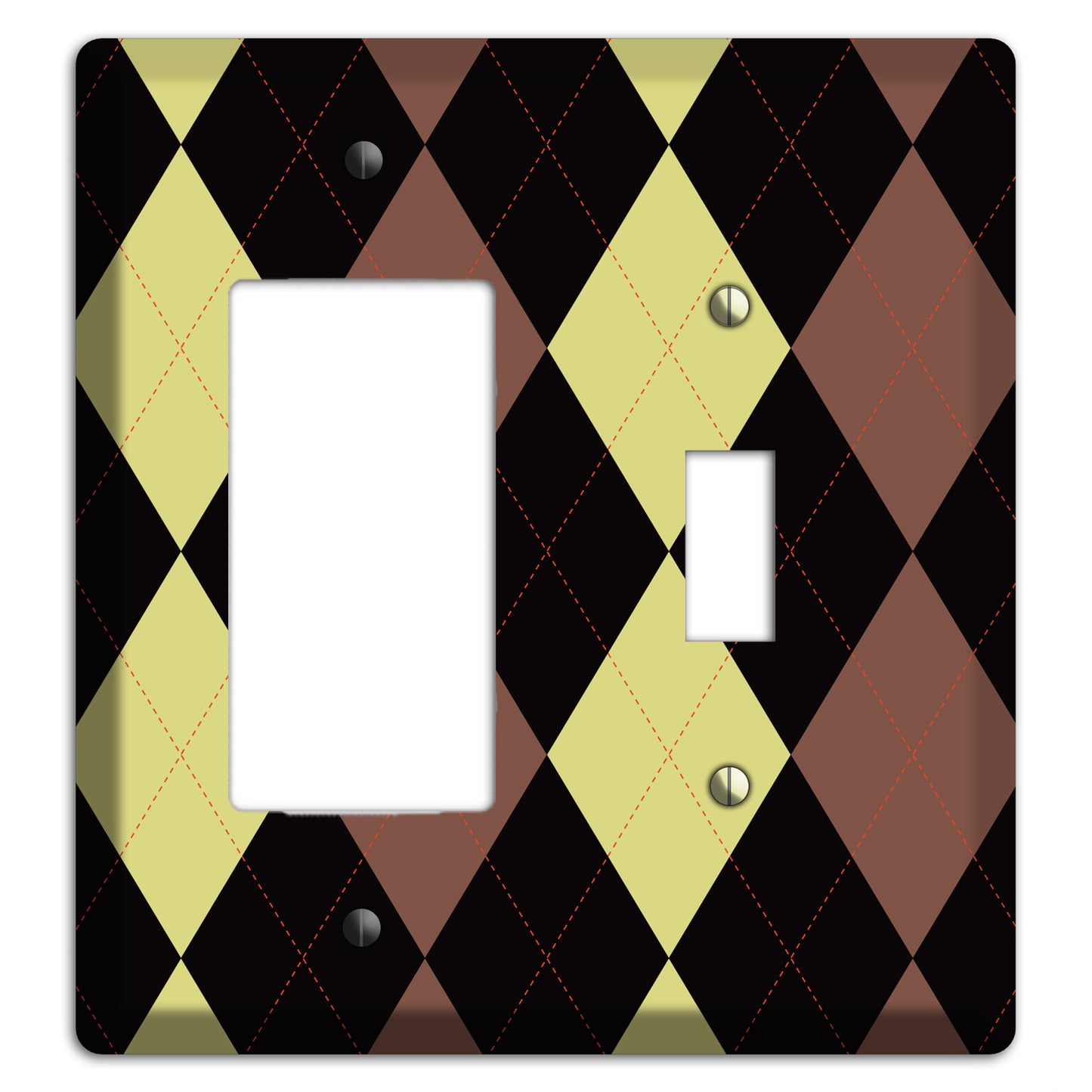 Yellow and Brown Argyle Rocker / Toggle Wallplate