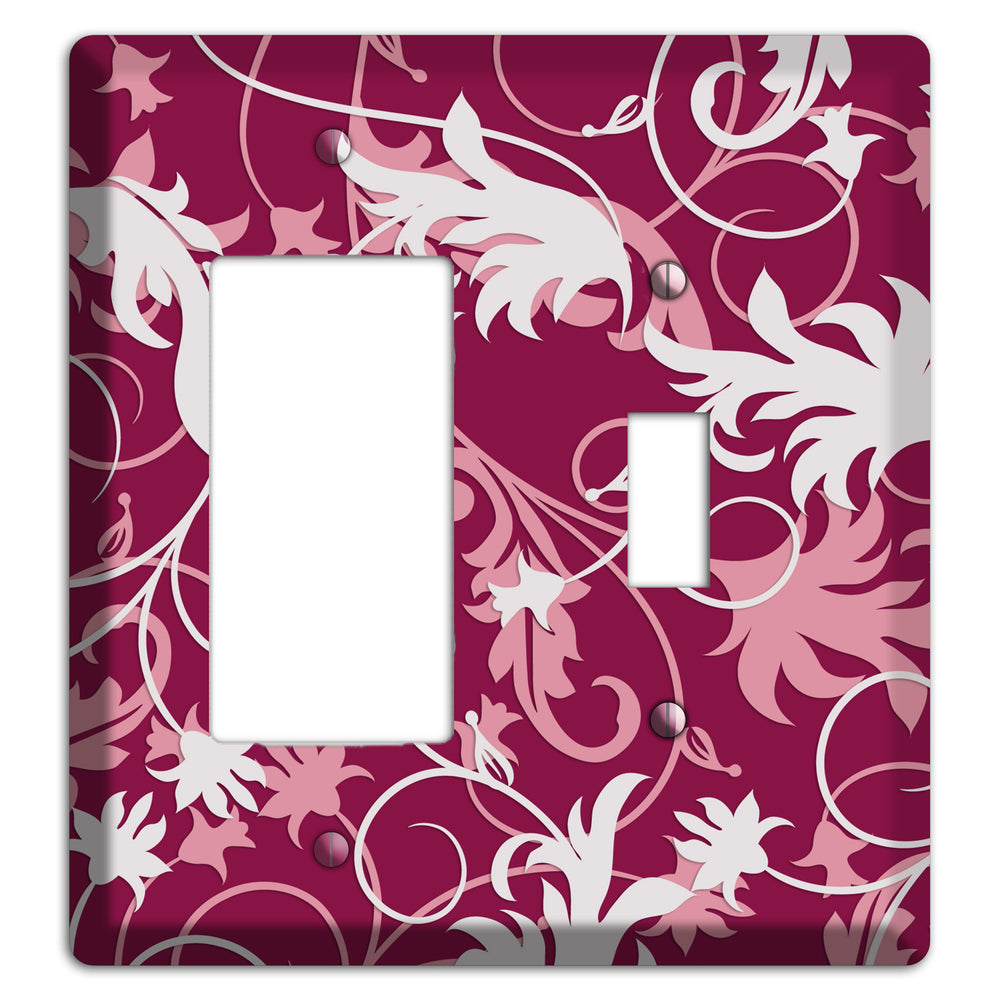Fuschia and Pink Victorian Sprig Rocker / Toggle Wallplate