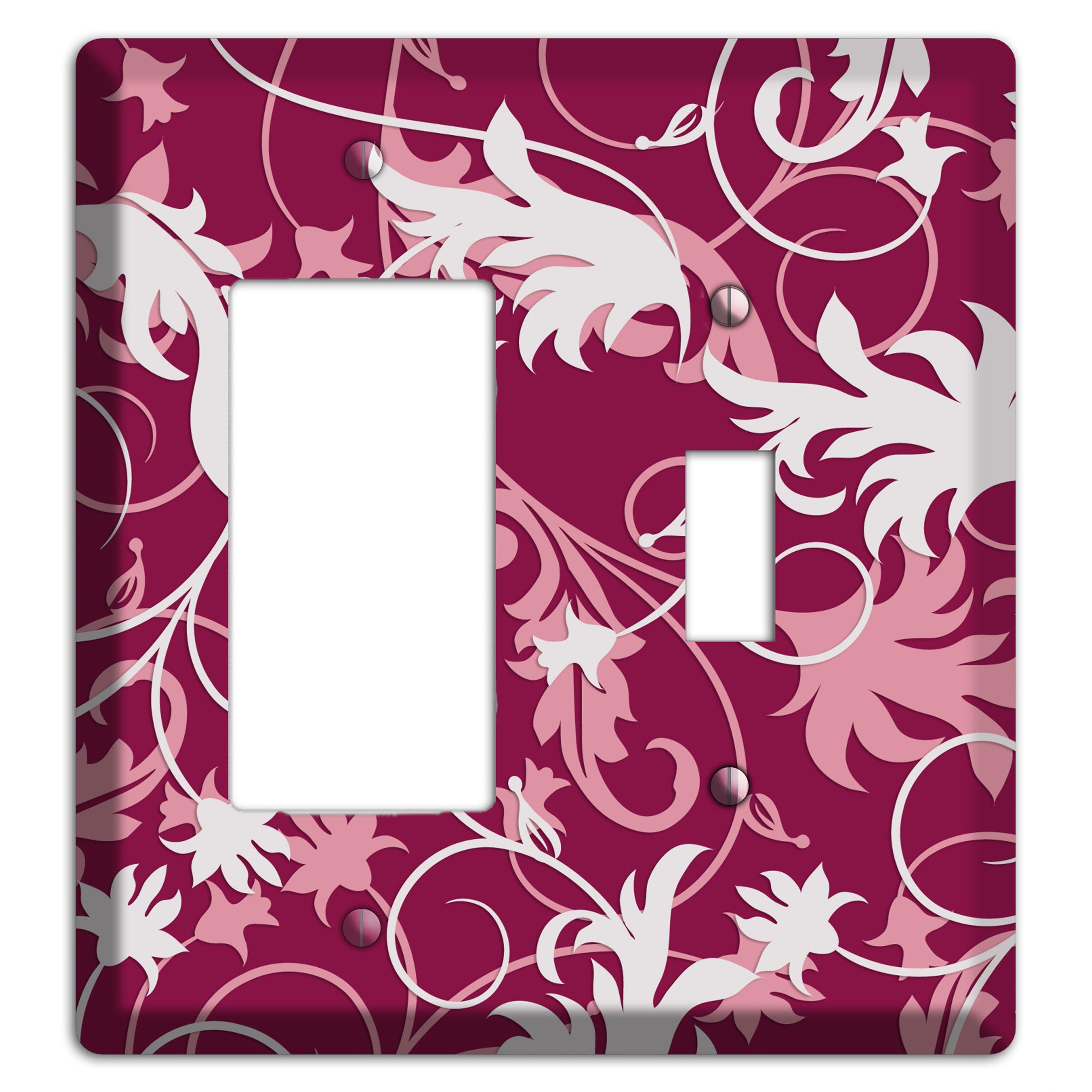 Fuschia and Pink Victorian Sprig Rocker / Toggle Wallplate