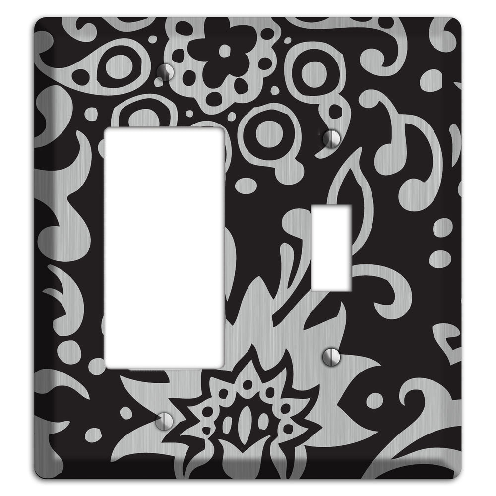 Black Boteh Stainless Steel Rocker / Toggle Wallplate