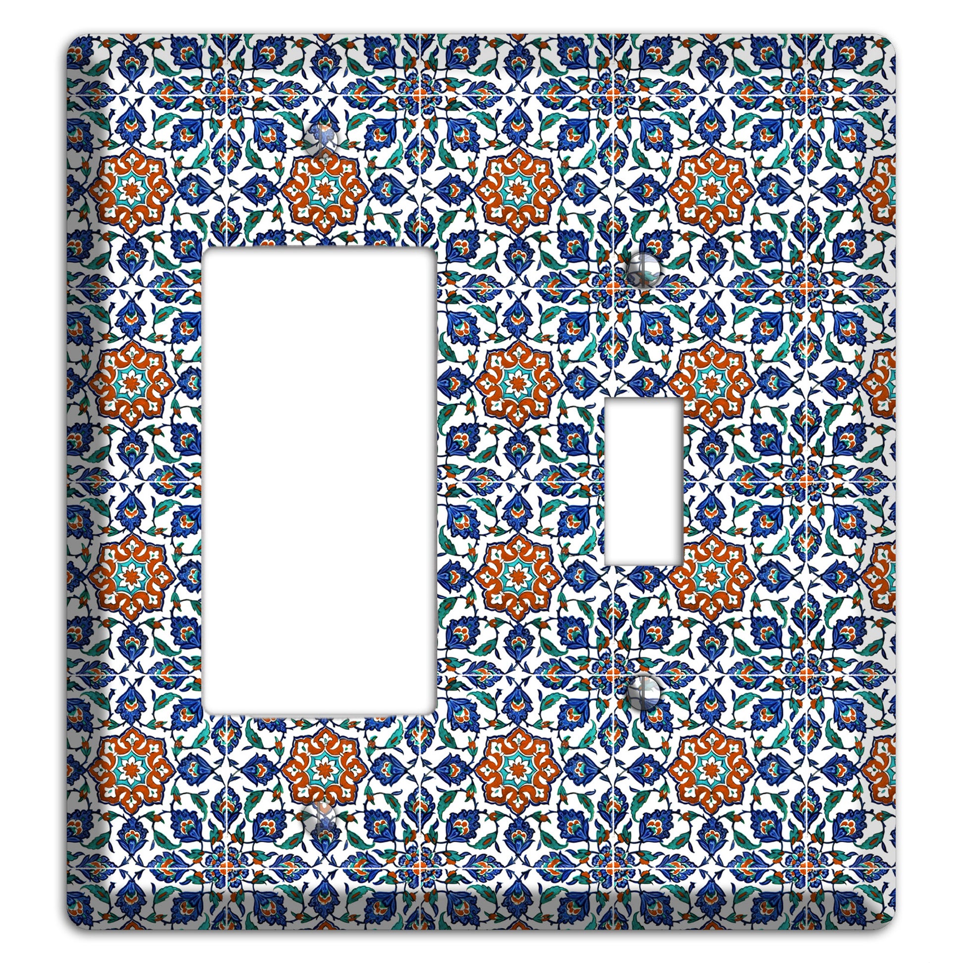 Ornate Floral Tile Rocker / Toggle Wallplate