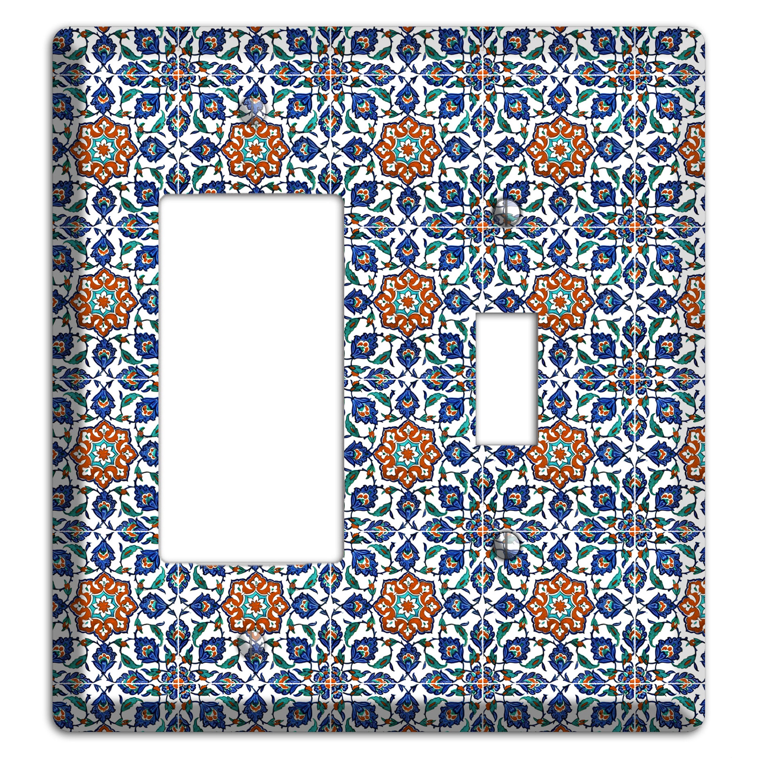 Ornate Floral Tile Rocker / Toggle Wallplate