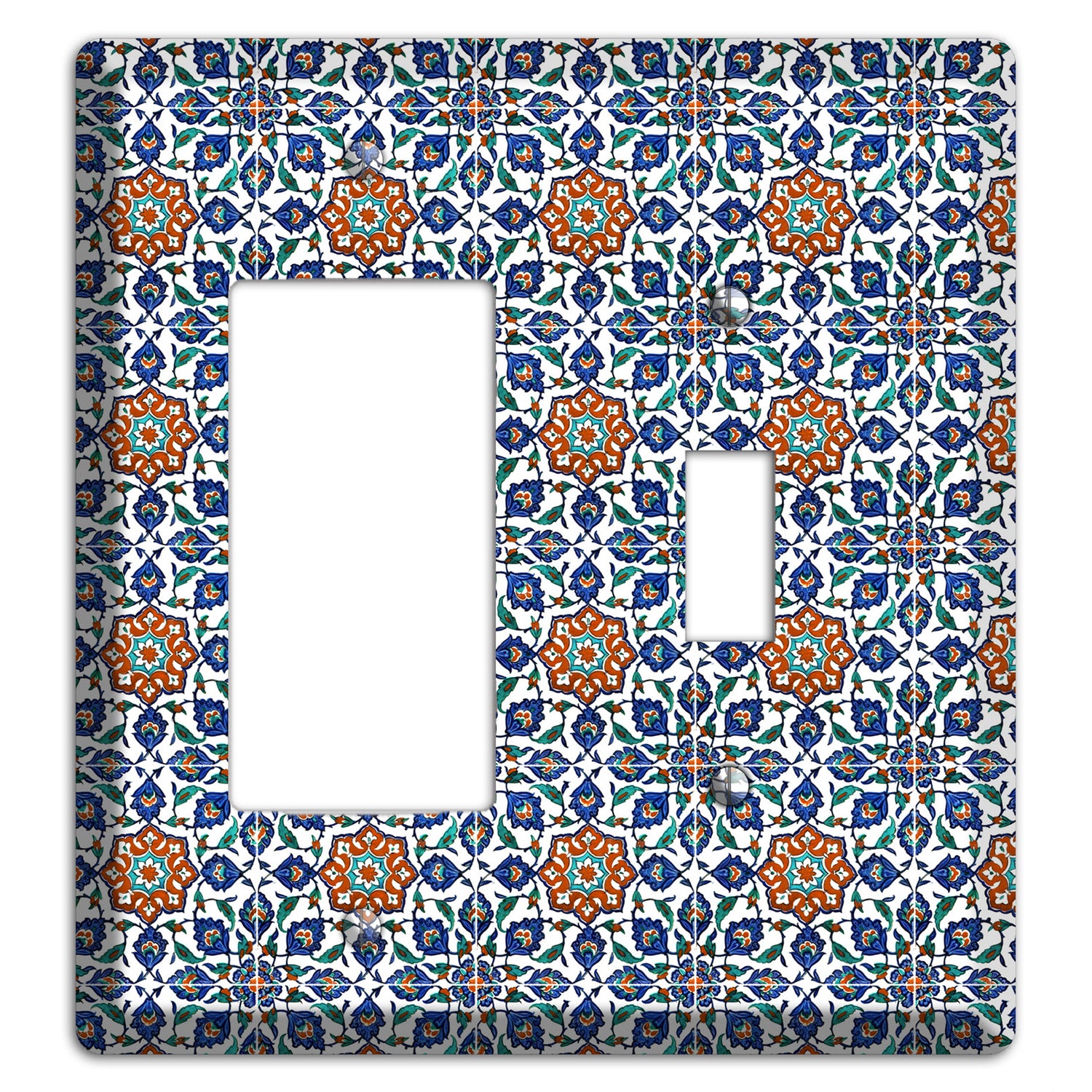Ornate Floral Tile Rocker / Toggle Wallplate