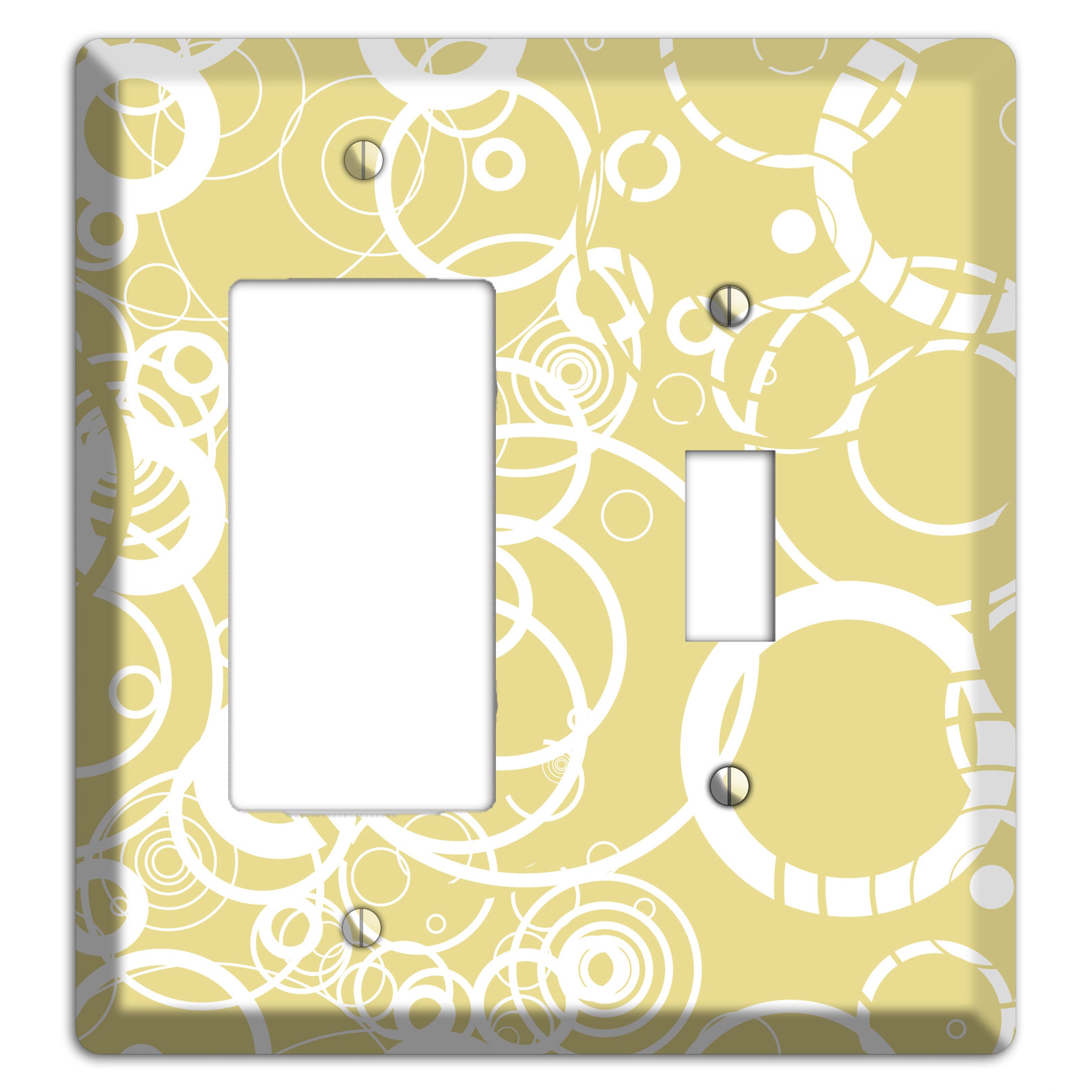 Beige with White Rings Rocker / Toggle Wallplate