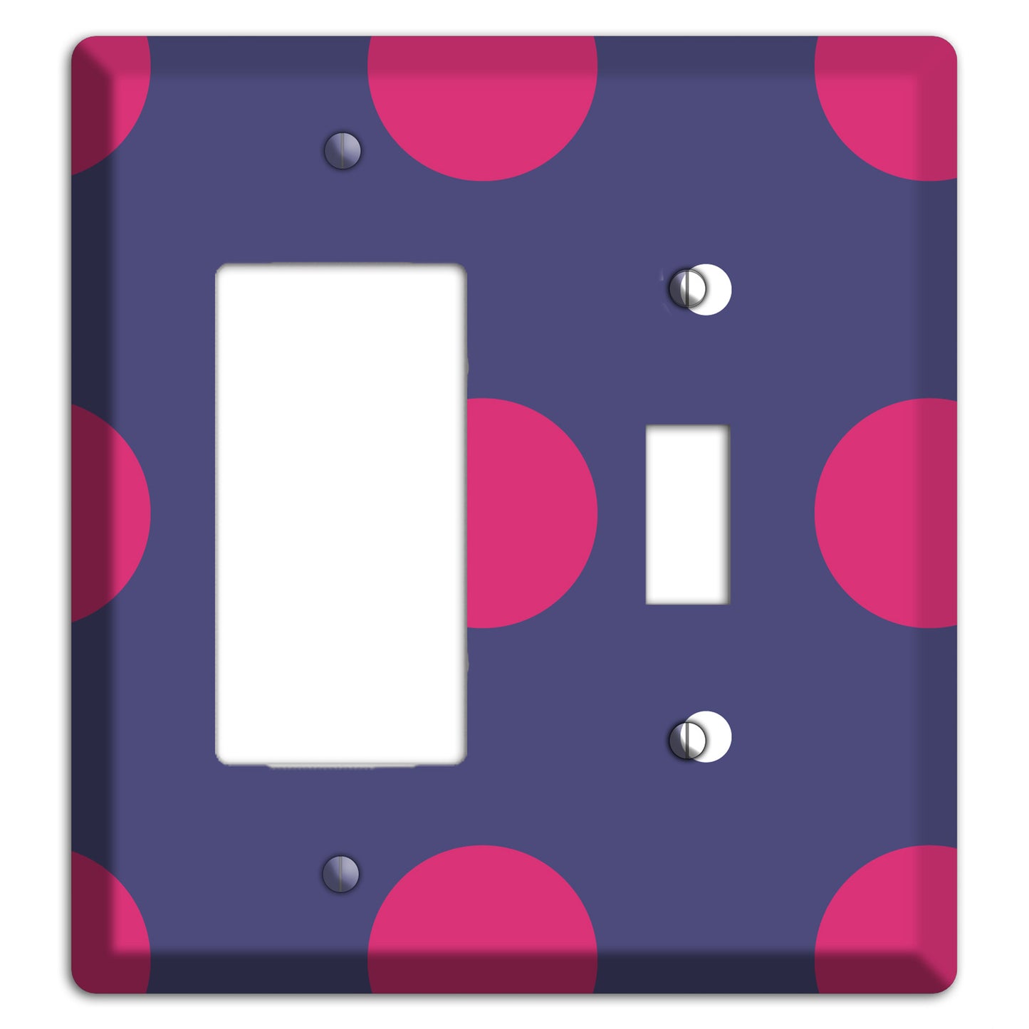 Purple with Purple and White Multi Tiled Medium Dots Rocker / Toggle Wallplate