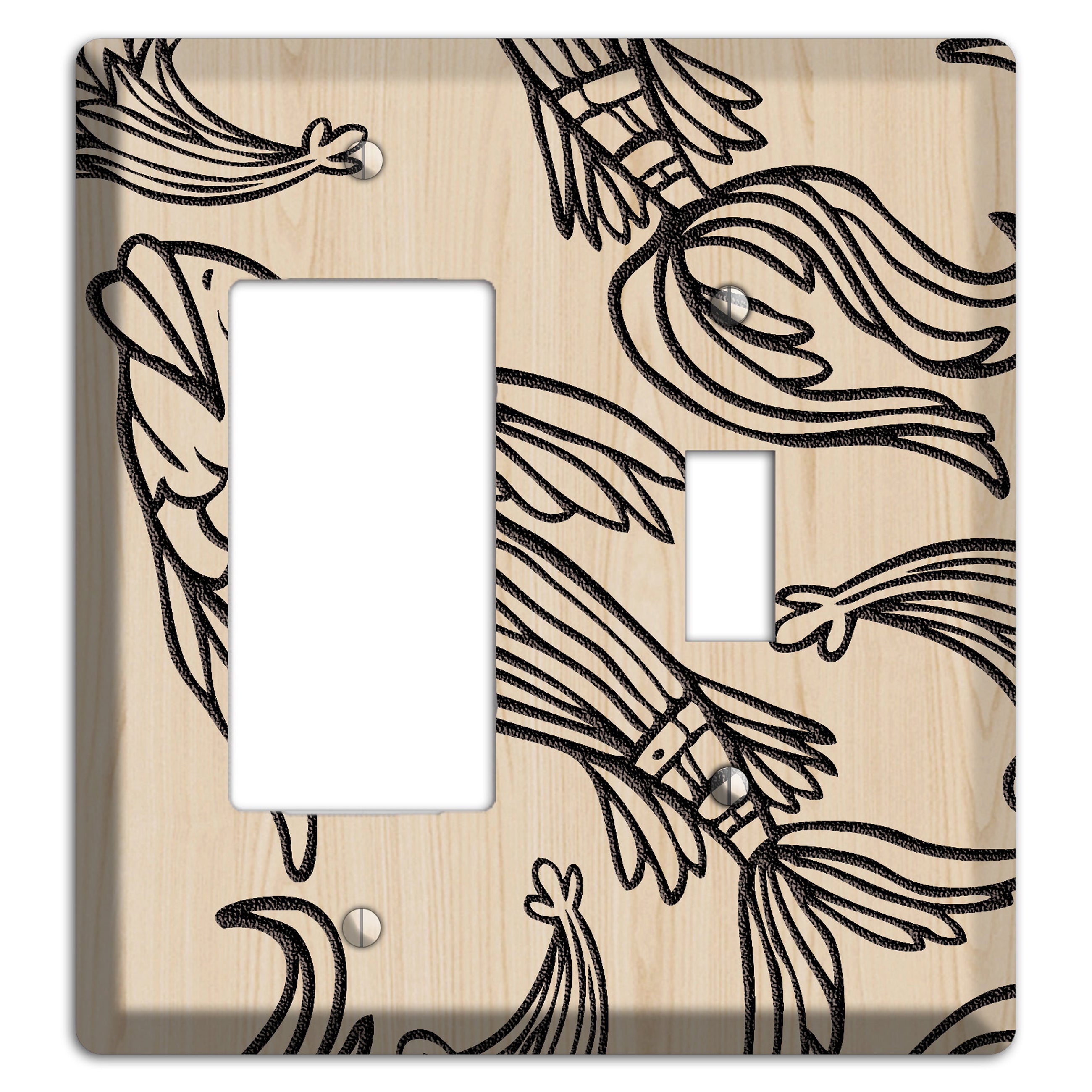 Koi Wood Lasered Rocker / Toggle Wallplate