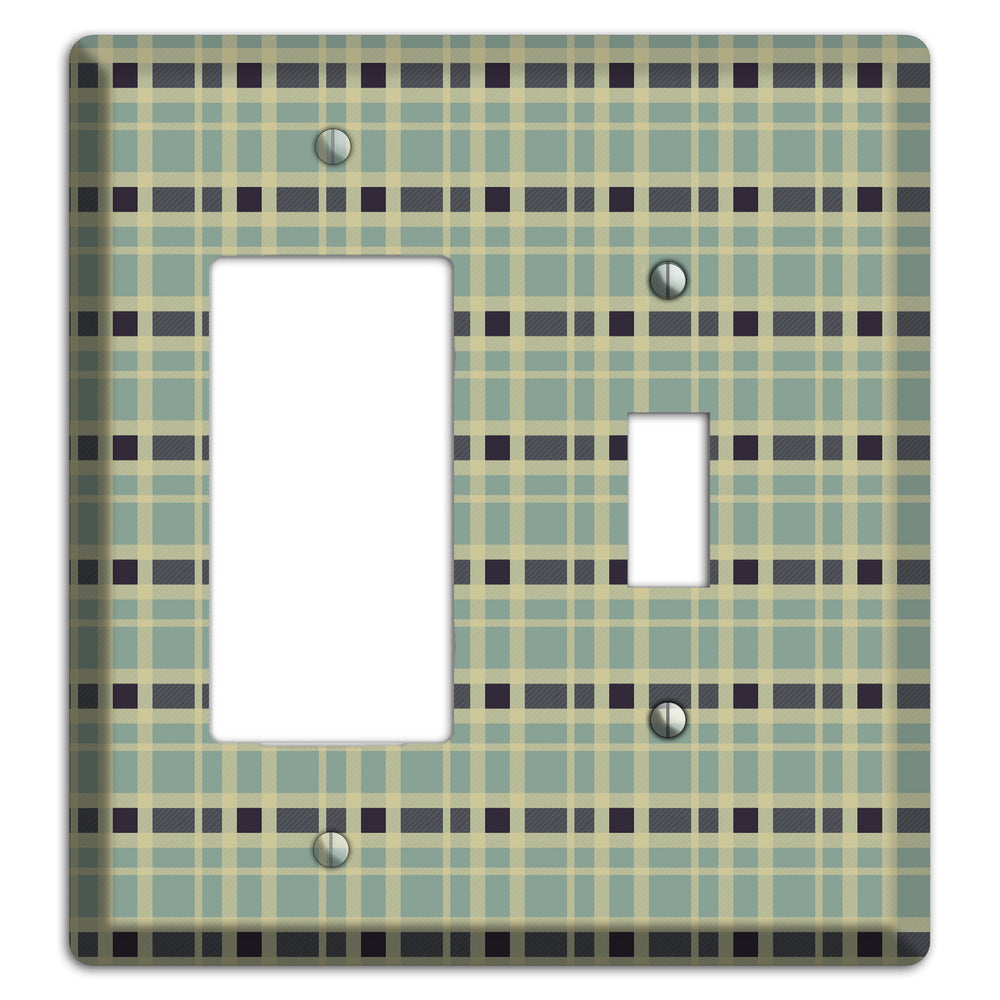 Sage and Black Plaid Rocker / Toggle Wallplate
