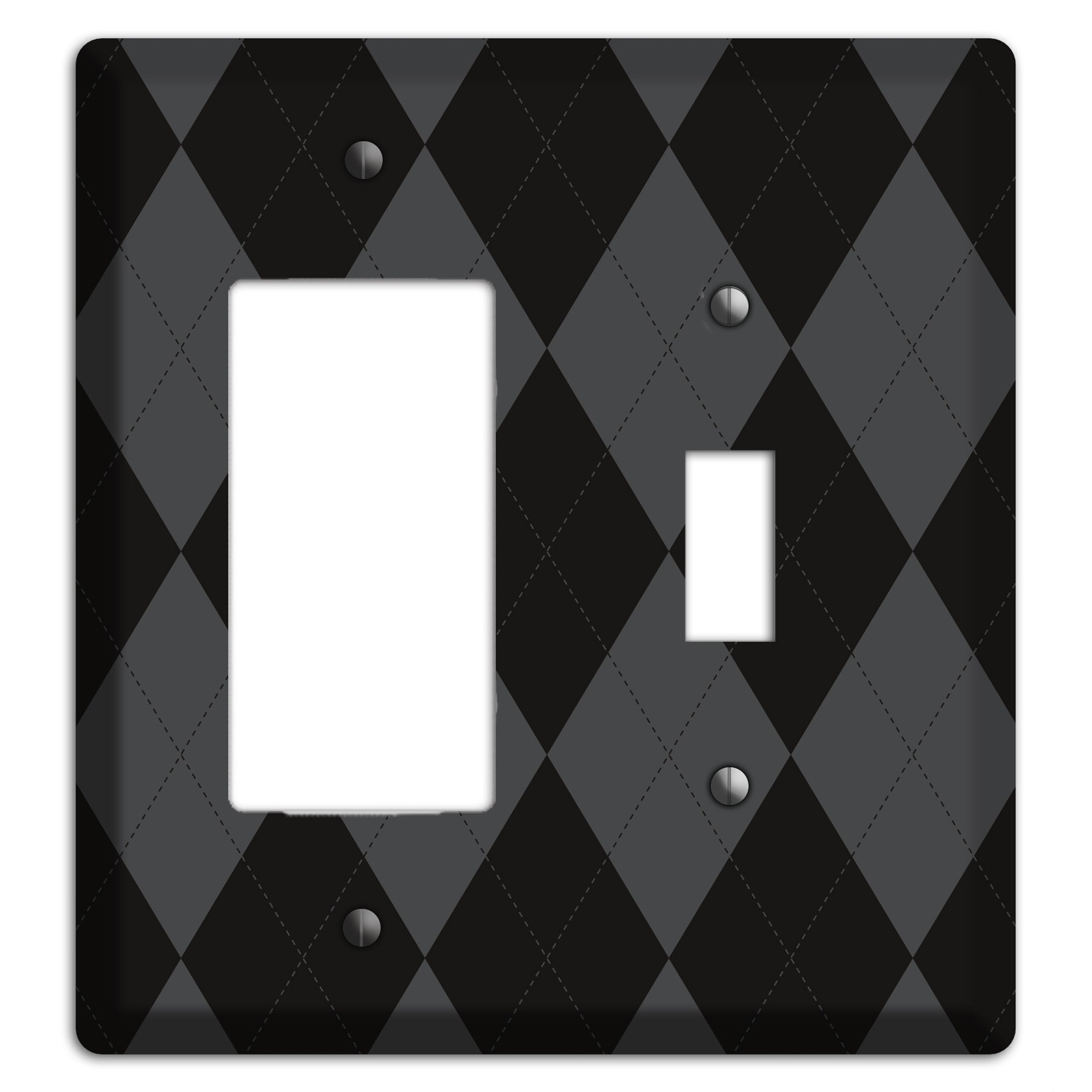 Black and Grey Argyle Rocker / Toggle Wallplate