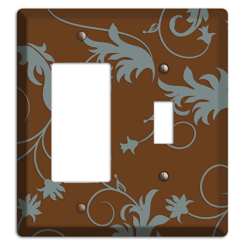 Brown and Grey Victorian Sprig Rocker / Toggle Wallplate