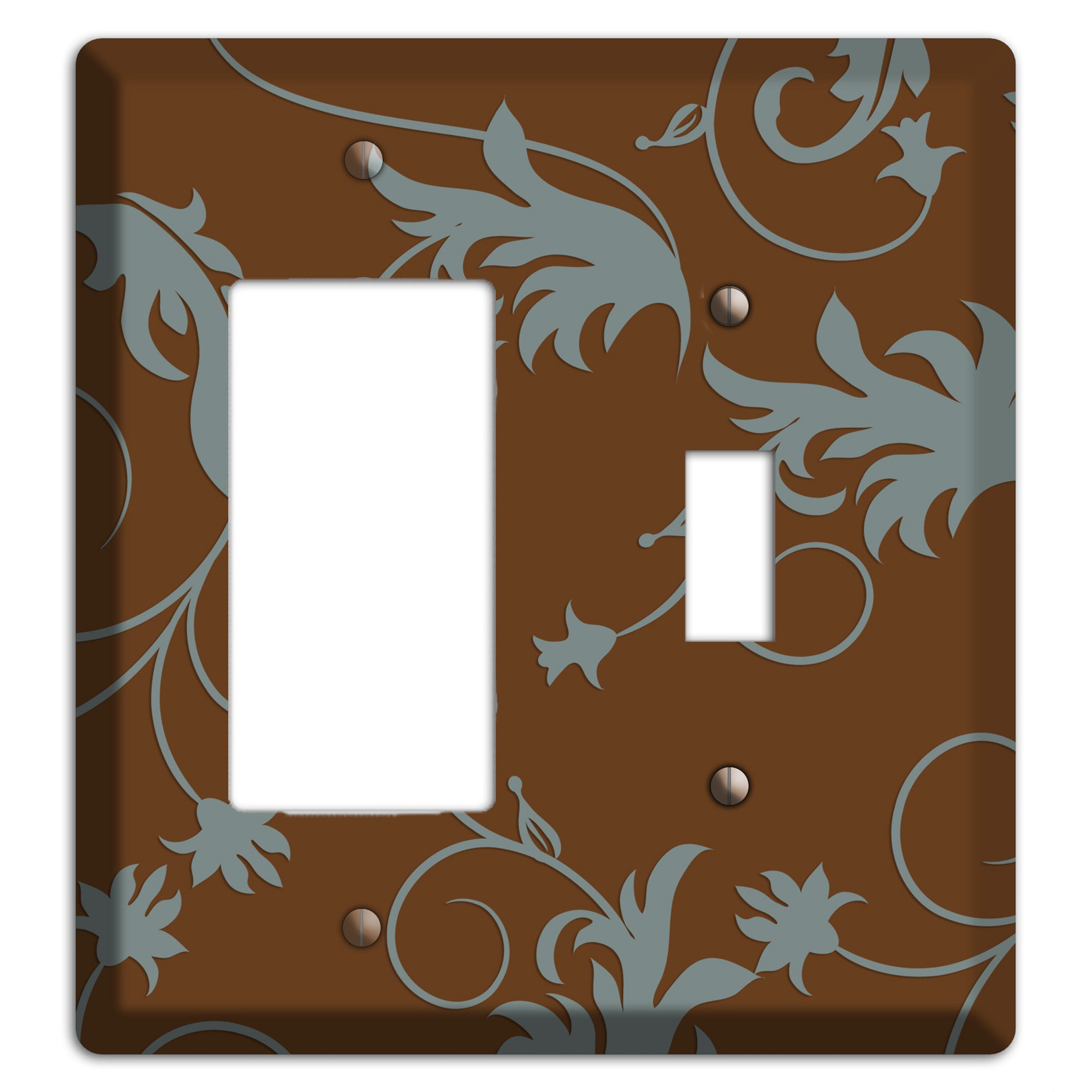 Brown and Grey Victorian Sprig Rocker / Toggle Wallplate