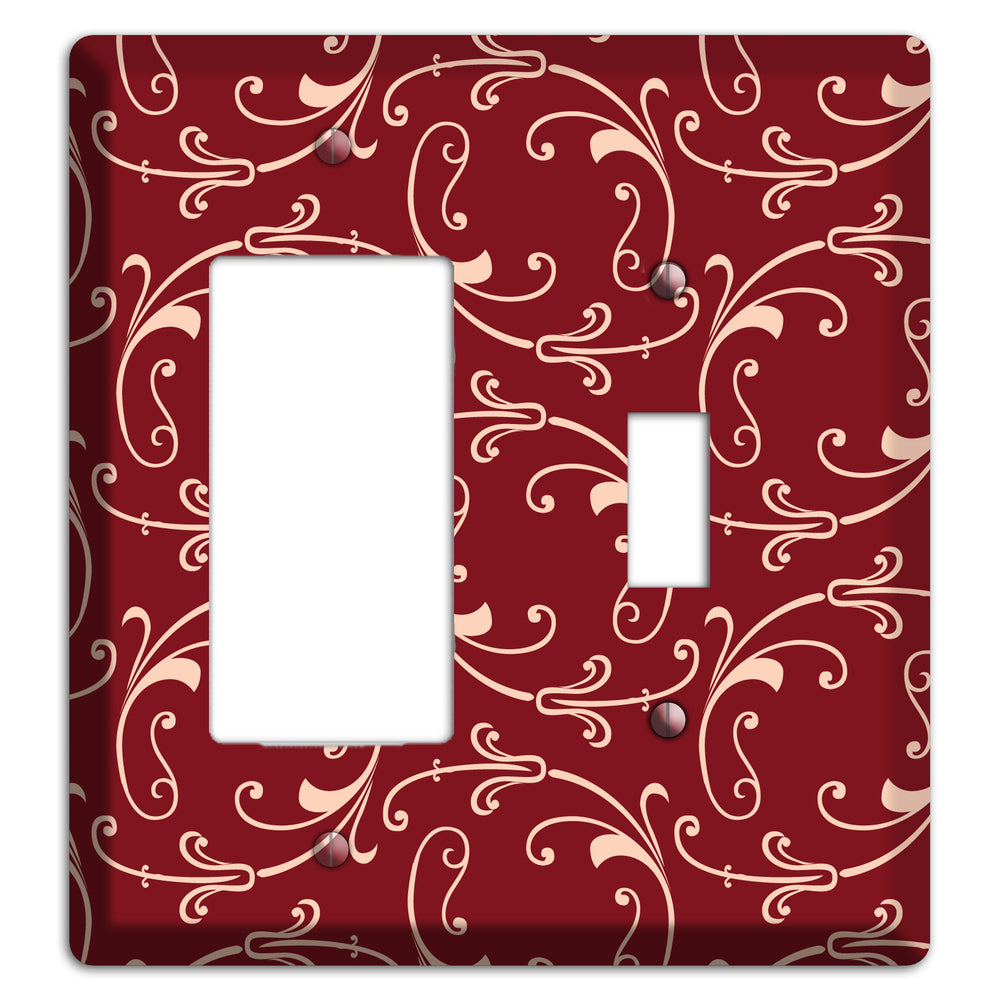 Burgundy Victorian Sprig Rocker / Toggle Wallplate
