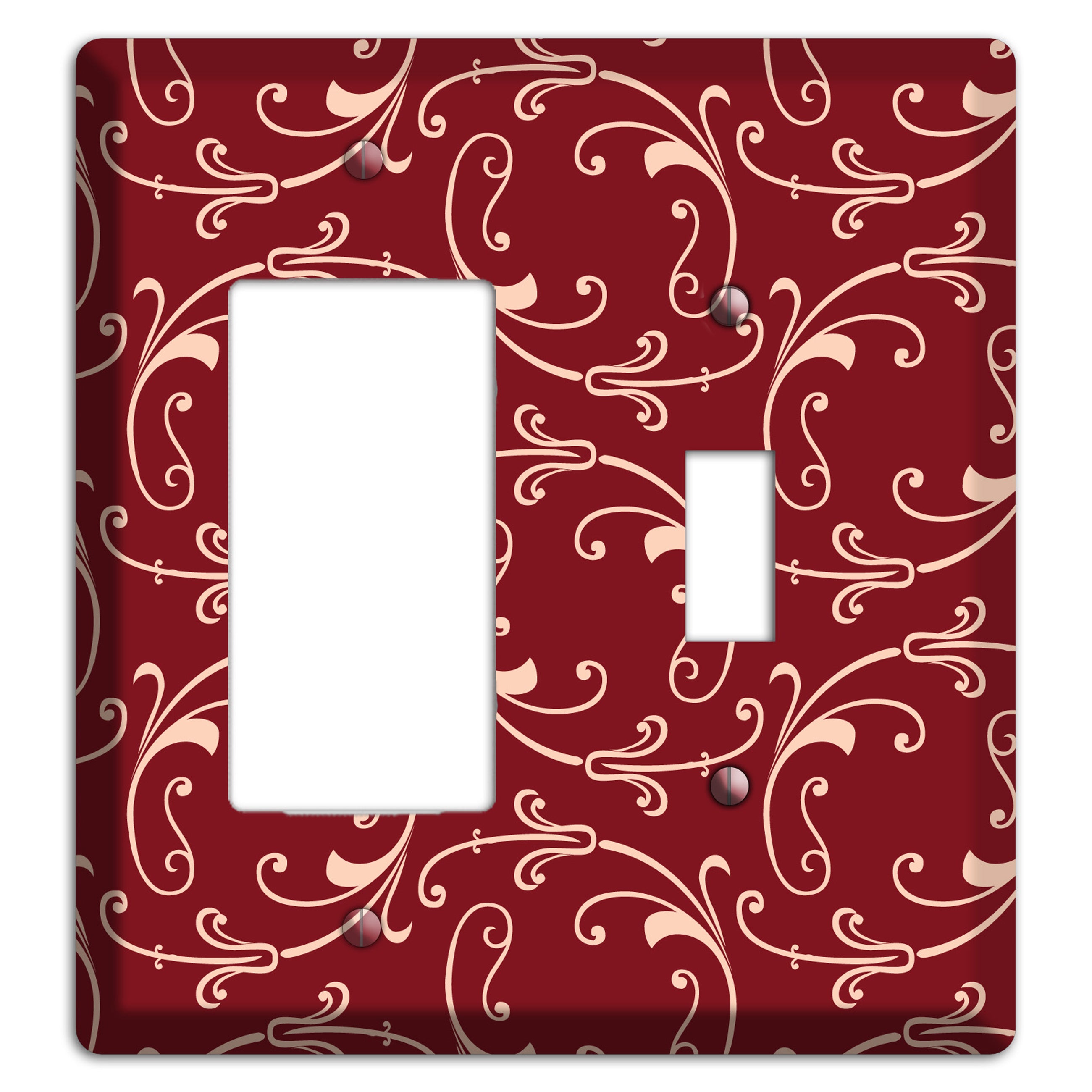 Burgundy Victorian Sprig Rocker / Toggle Wallplate