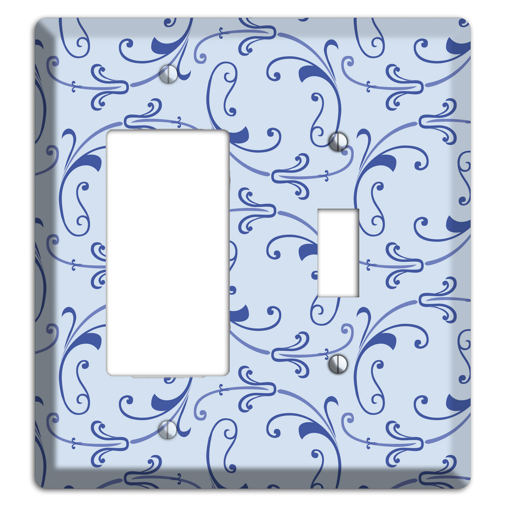 Light Blue Victorian Sprig Rocker / Toggle Wallplate