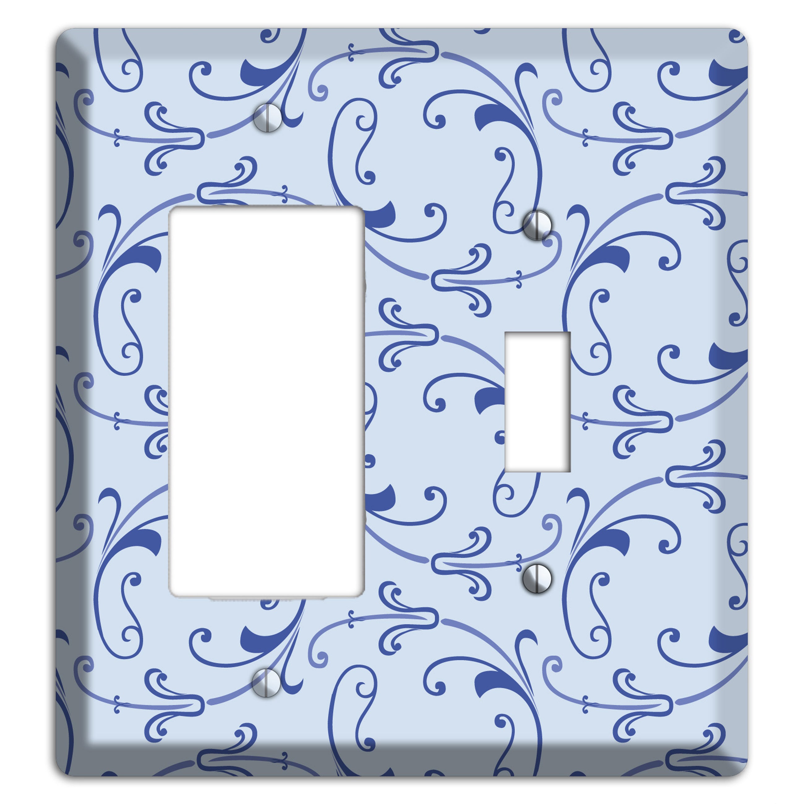 Light Blue Victorian Sprig Rocker / Toggle Wallplate