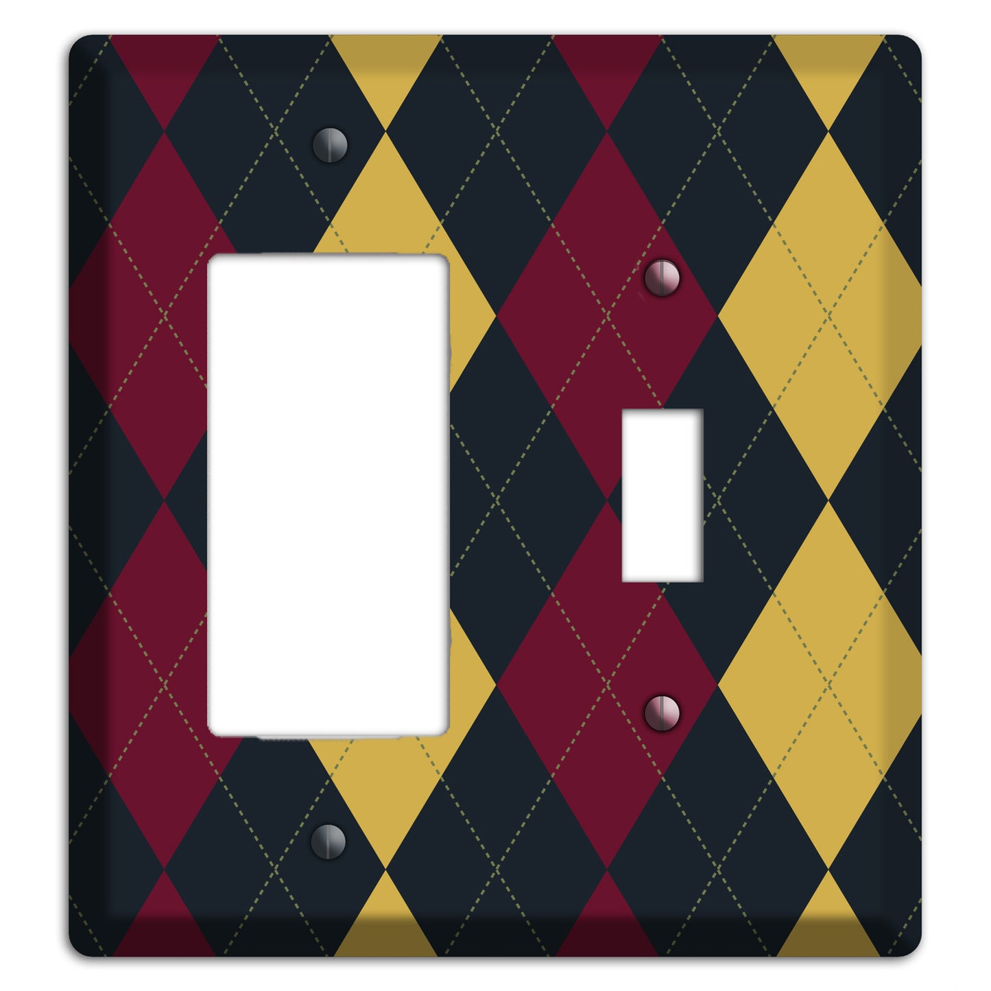Deep Red and Yellow Argyle Rocker / Toggle Wallplate