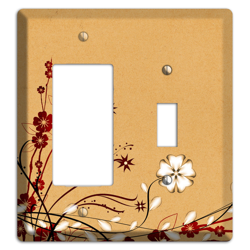 Delicate Red Flowers Rocker / Toggle Wallplate