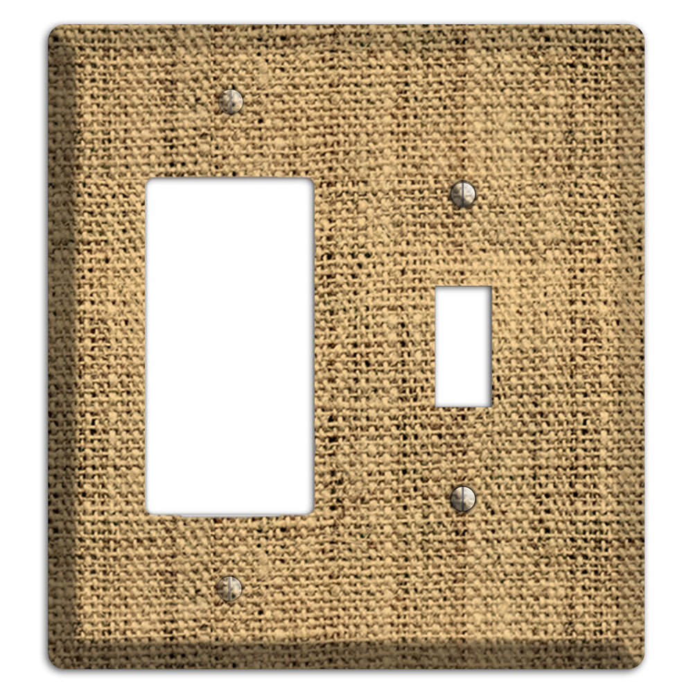 Teak Burlap Rocker / Toggle Wallplate