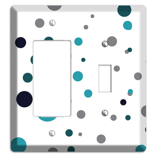 Teal and Blue Dots Rocker / Toggle Wallplate