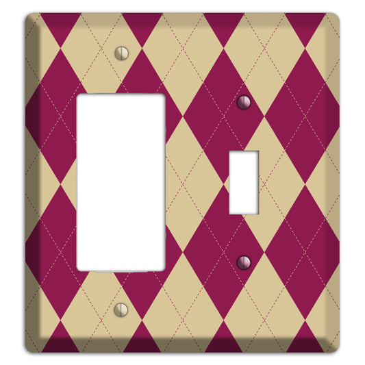 Red and Tan Argyle Rocker / Toggle Wallplate