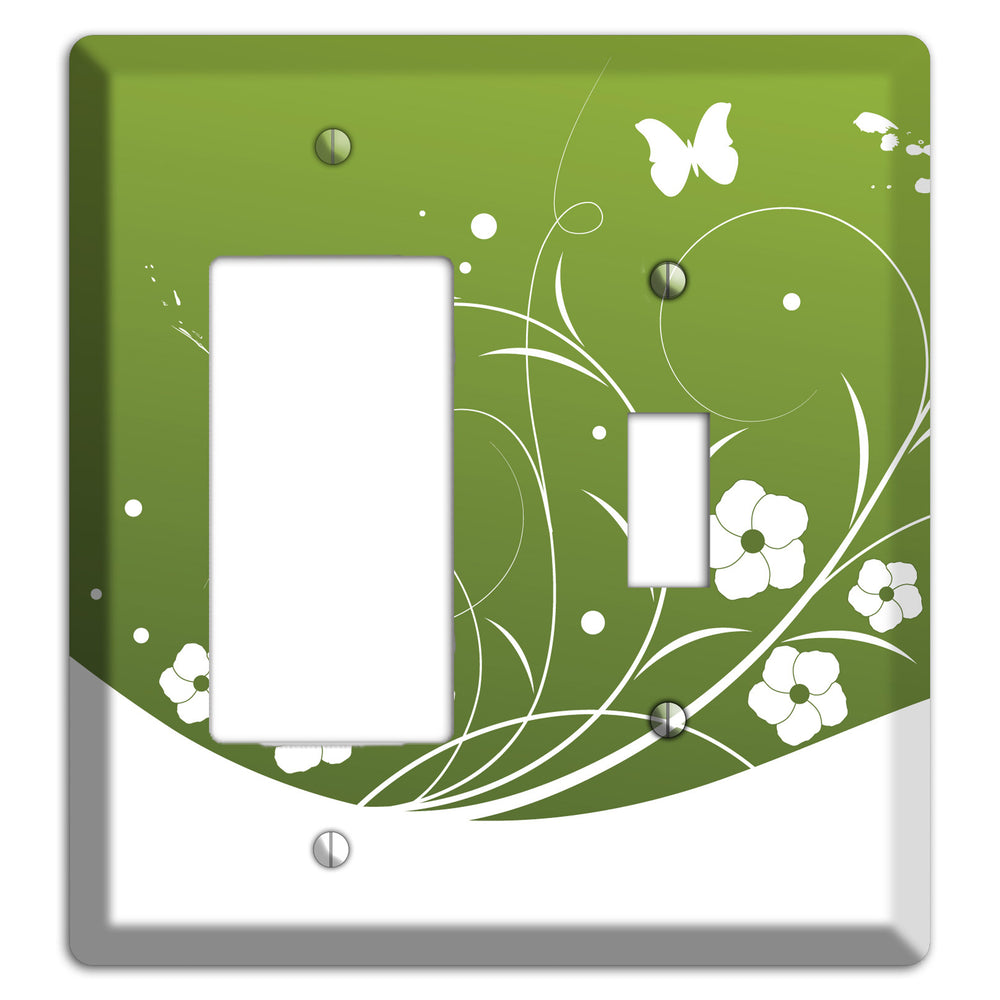 Green Floral Sprig Rocker / Toggle Wallplate