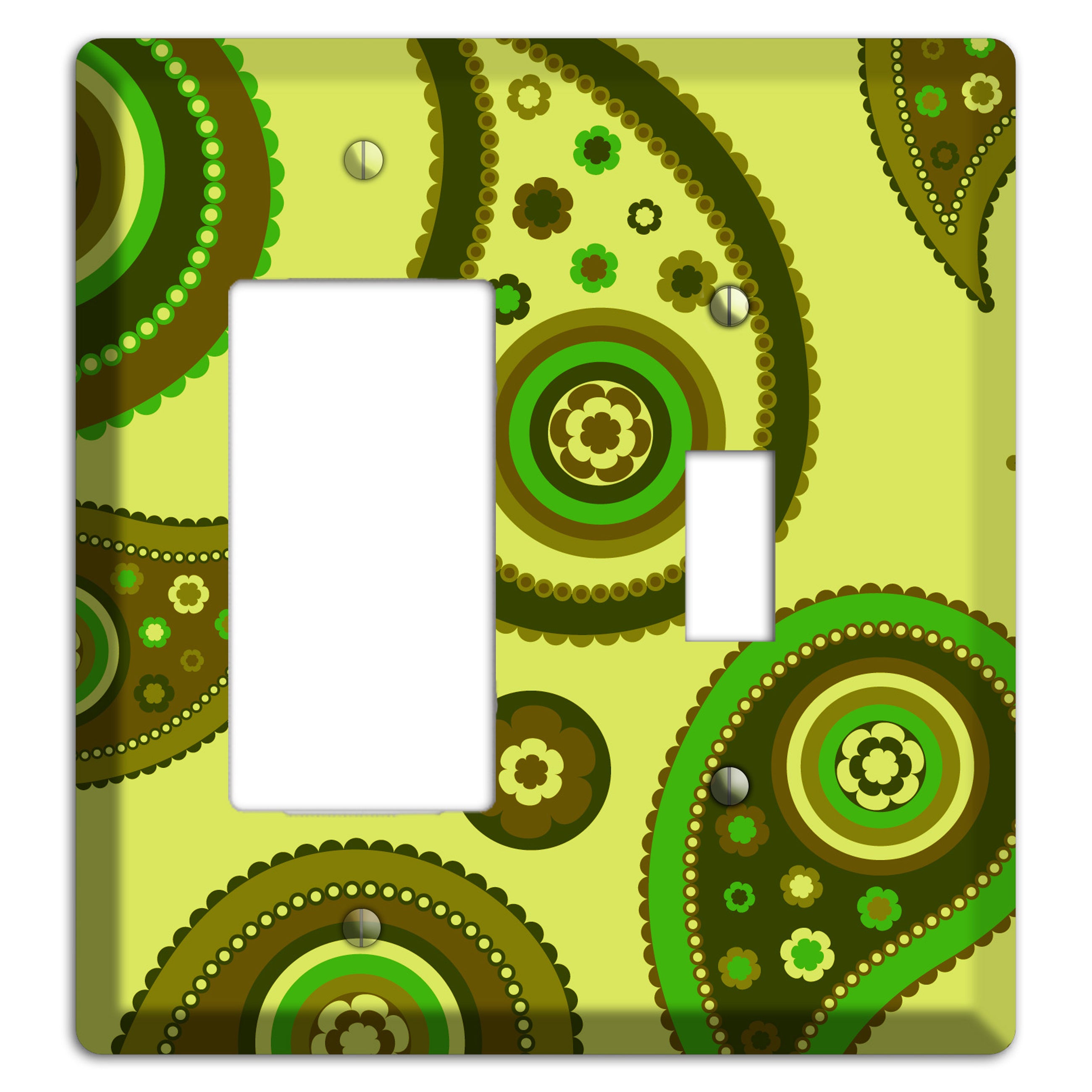 Bright Green Paisley Rocker / Toggle Wallplate