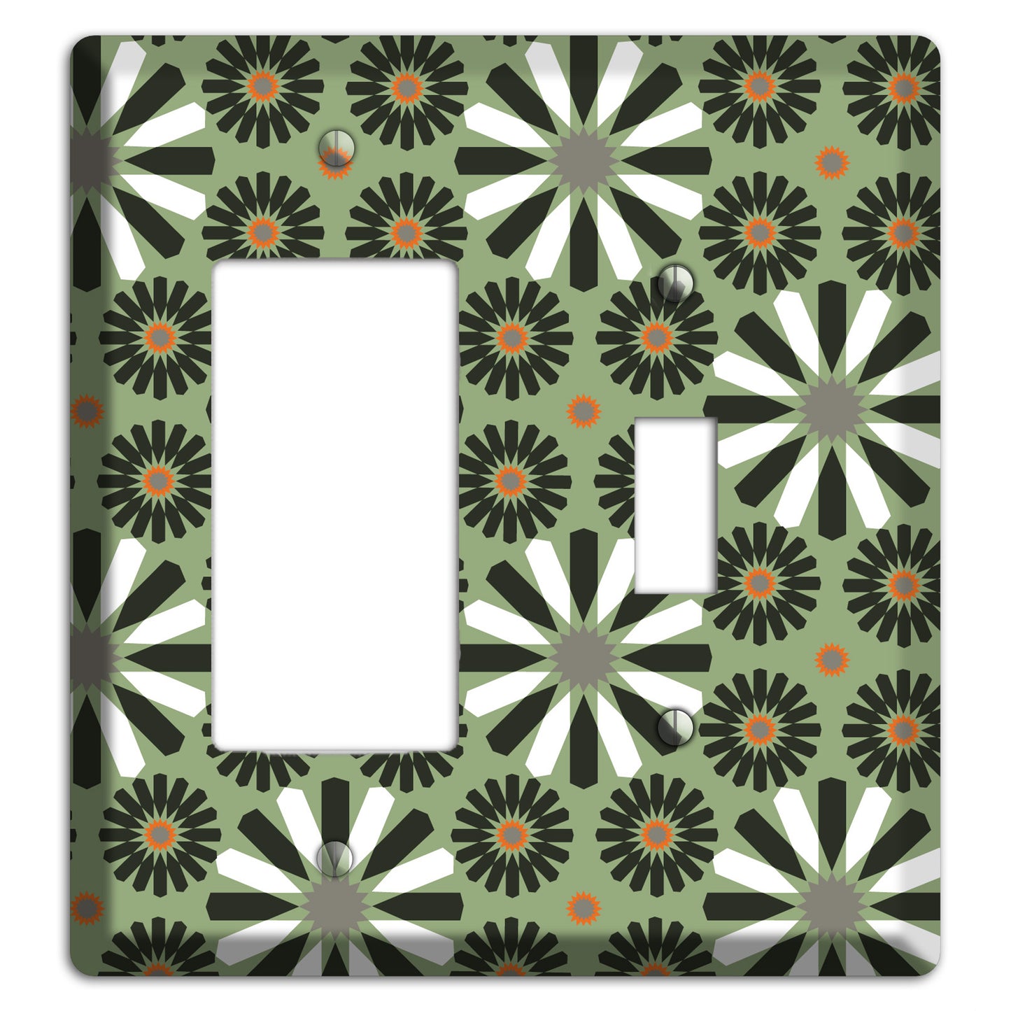 Olive with Scandinavian Floral Rocker / Toggle Wallplate