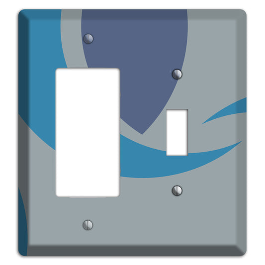 Grey and Blue Abstract Rocker / Toggle Wallplate