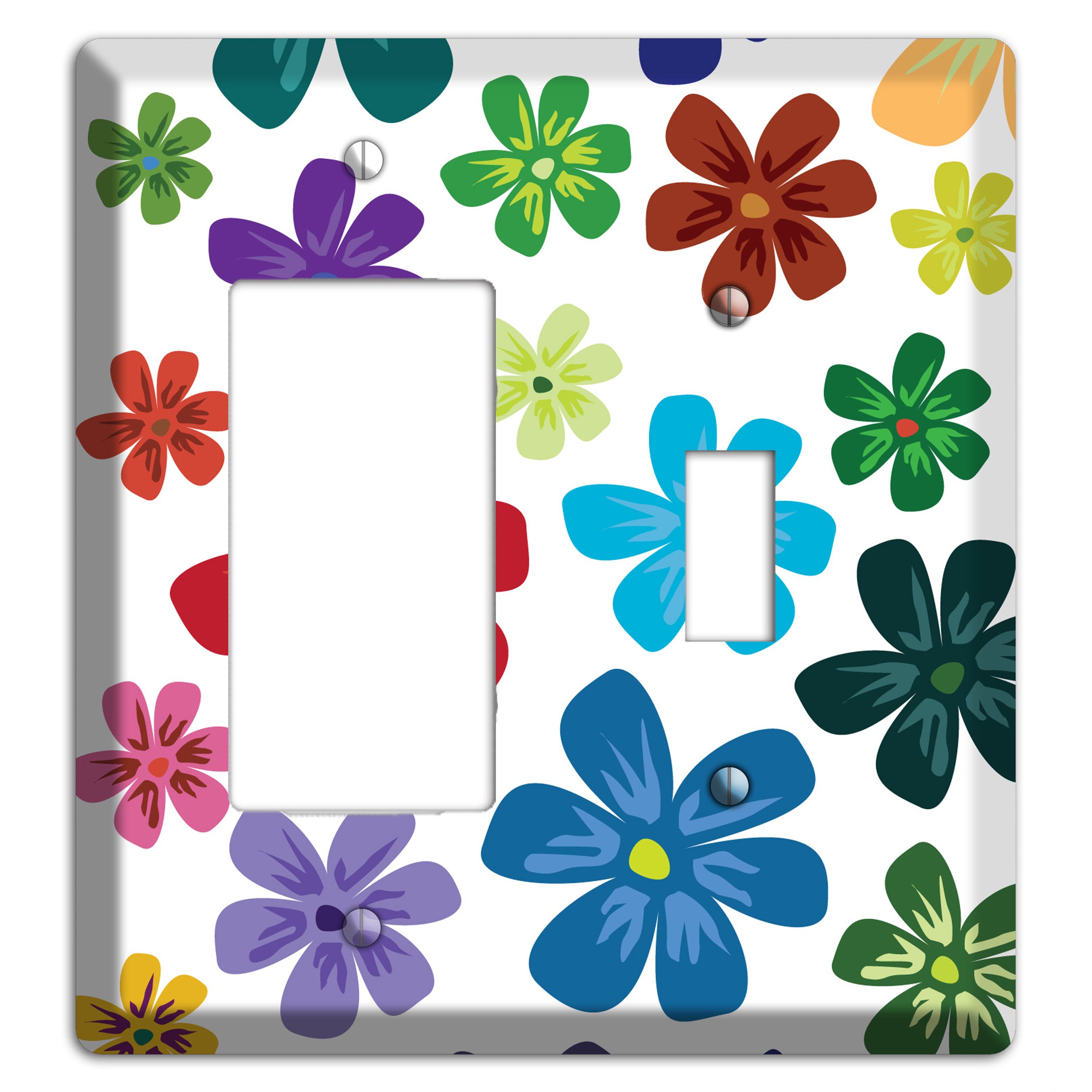 White Flowers Rocker / Toggle Wallplate