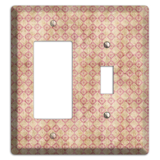 Red and Beige Diamond Circles Rocker / Toggle Wallplate
