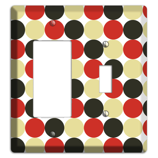 Beige Red Black Tiled Dots Rocker / Toggle Wallplate