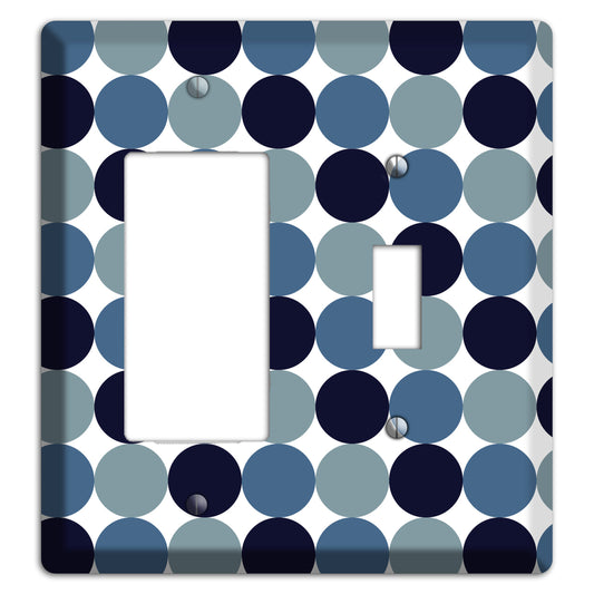 Multi Dusty Blue Tiled Dots Rocker / Toggle Wallplate