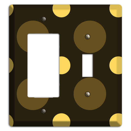 Brown with Brown and Yellow Multi Medium Polka Dots Rocker / Toggle Wallplate