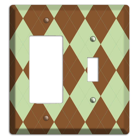 Brown and Green Argyle Rocker / Toggle Wallplate