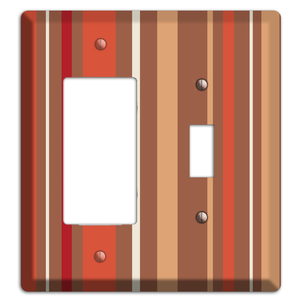 Multi Coral Vertical Stripe Rocker / Toggle Wallplate