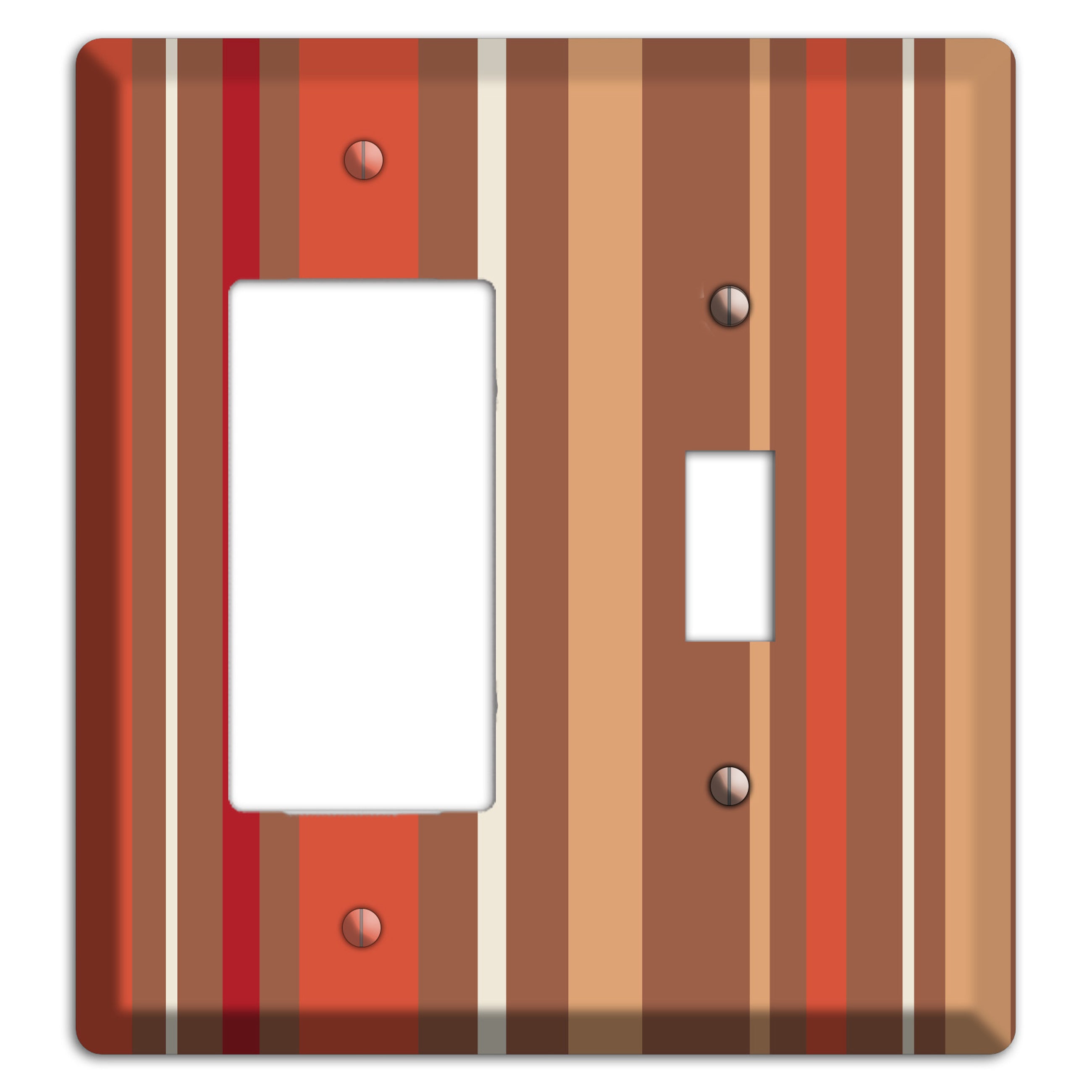 Multi Coral Vertical Stripe Rocker / Toggle Wallplate