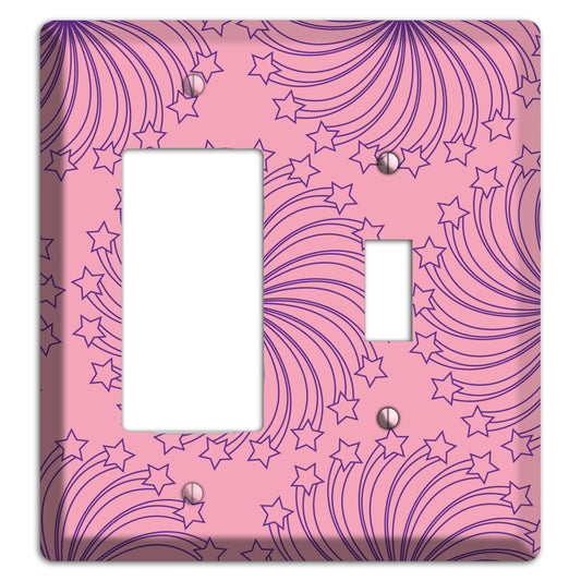 Pink with Purple Star Swirl Rocker / Toggle Wallplate