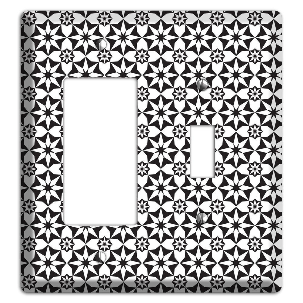 White with Black Foulard 2 Rocker / Toggle Wallplate