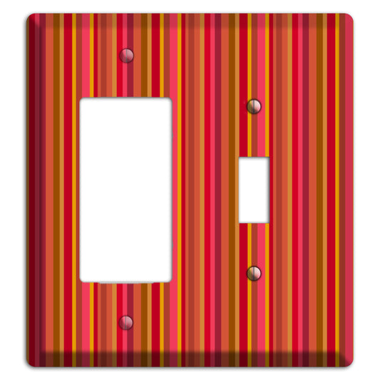 Multi Red Vertical Stripes Rocker / Toggle Wallplate