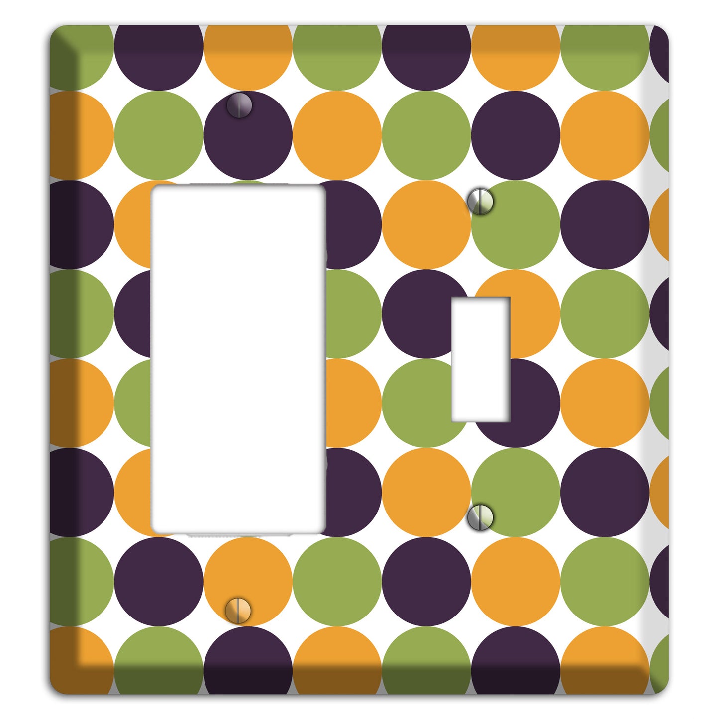 Olive Eggplant Orange Tiled Dots Rocker / Toggle Wallplate