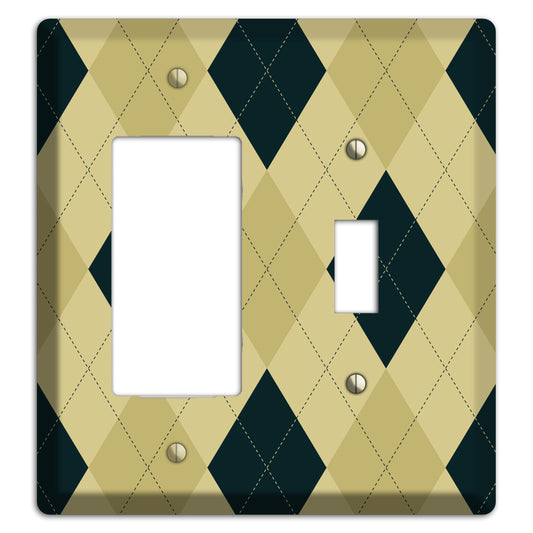 Beige and Yellow Argyle Rocker / Toggle Wallplate