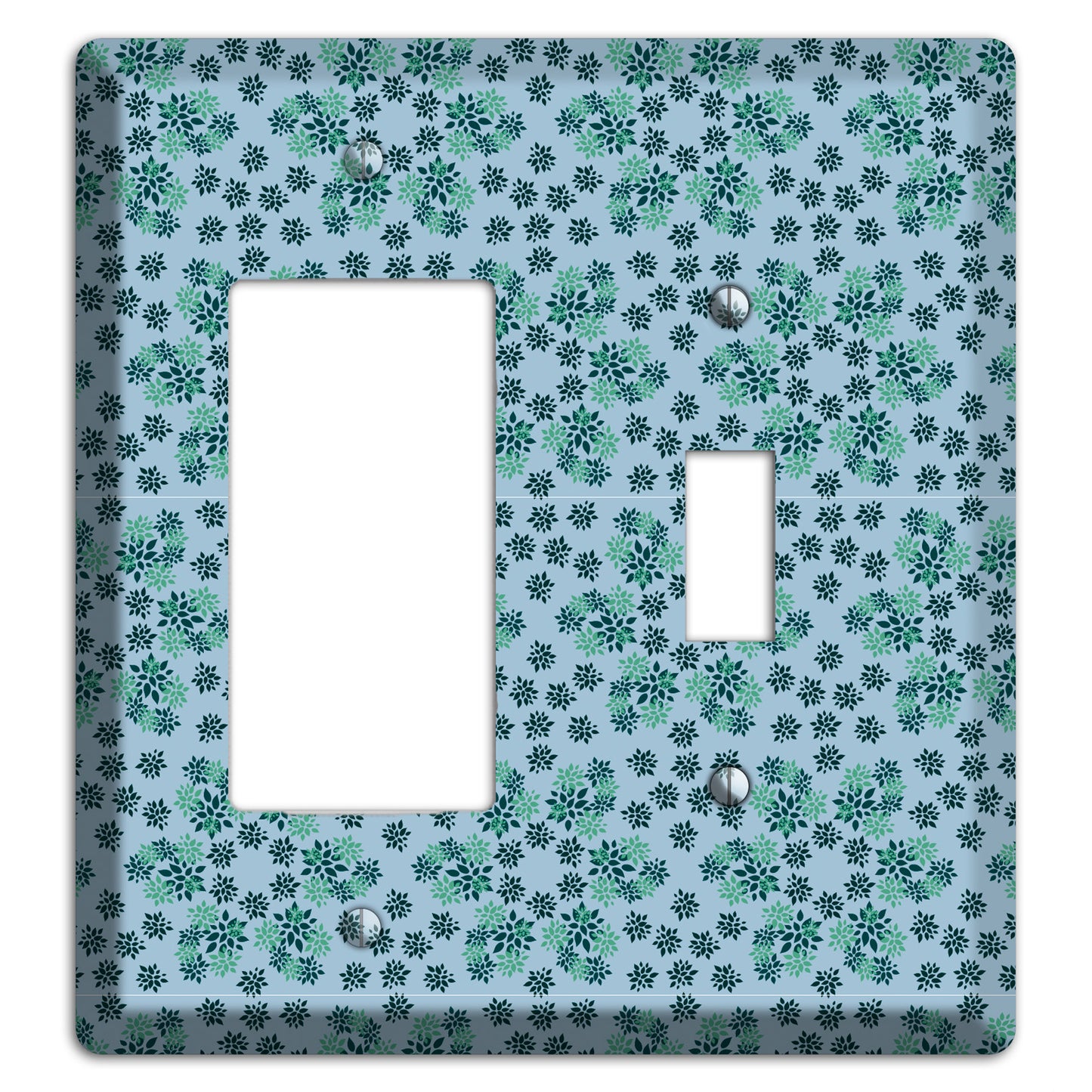 Blue with Multi Green Calico Rocker / Toggle Wallplate