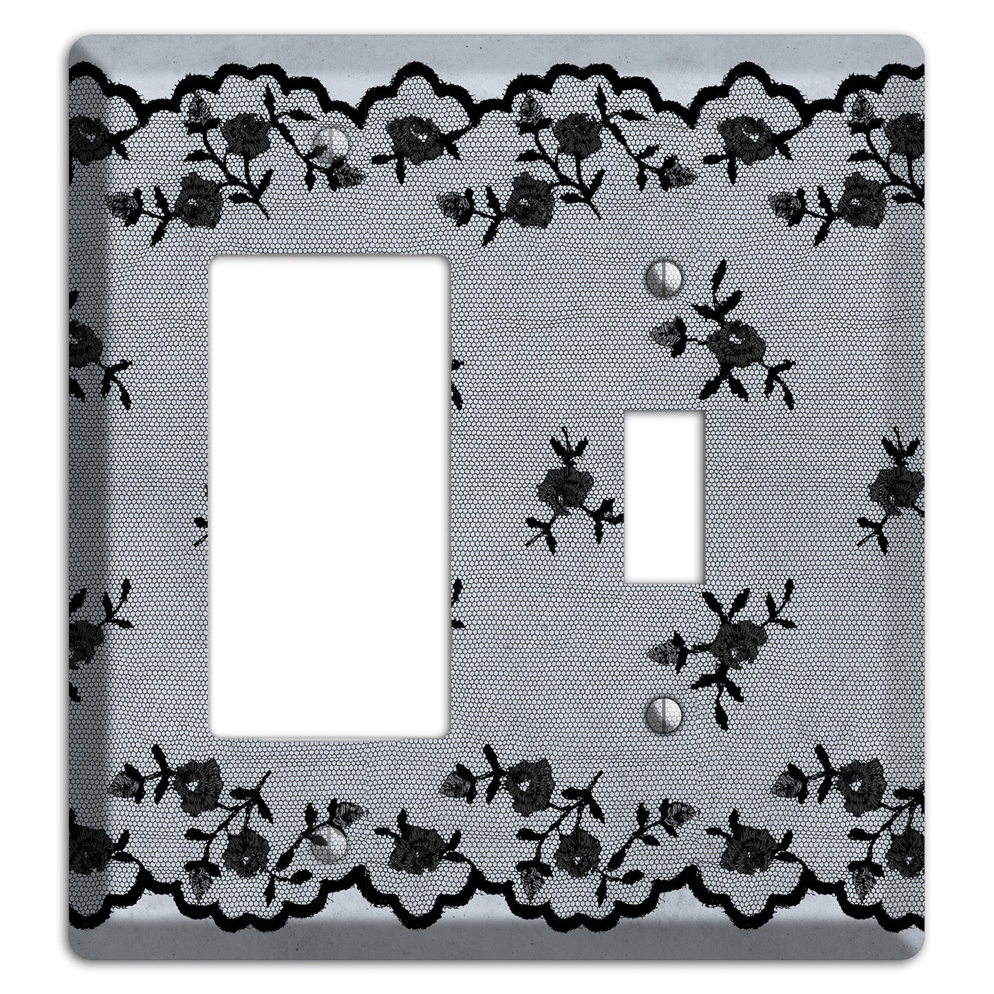 Embroidered Floral Gray Rocker / Toggle Wallplate