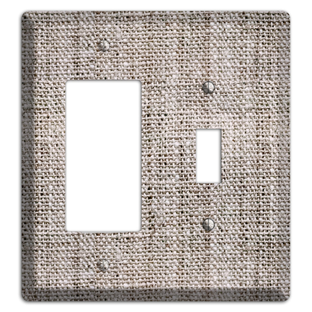 Natural Gray Burlap Rocker / Toggle Wallplate