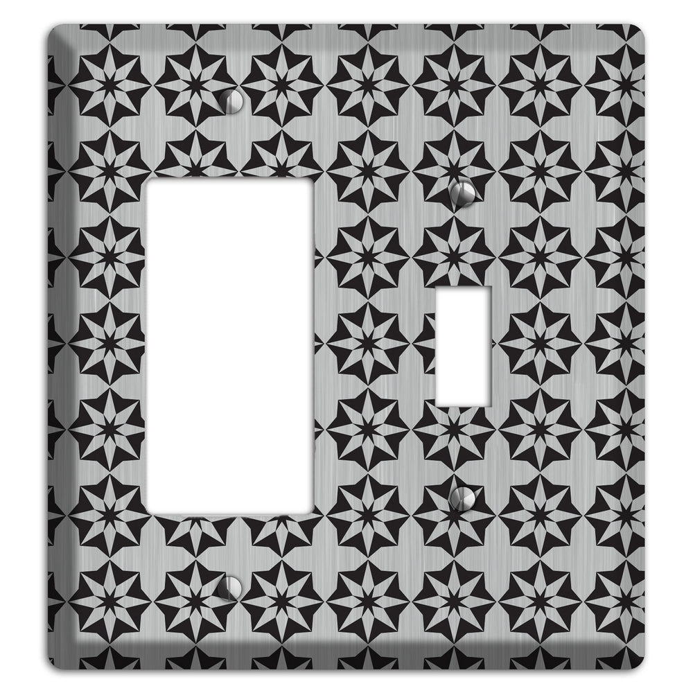 Stainless Steel with Black Foulard Rocker / Toggle Wallplate
