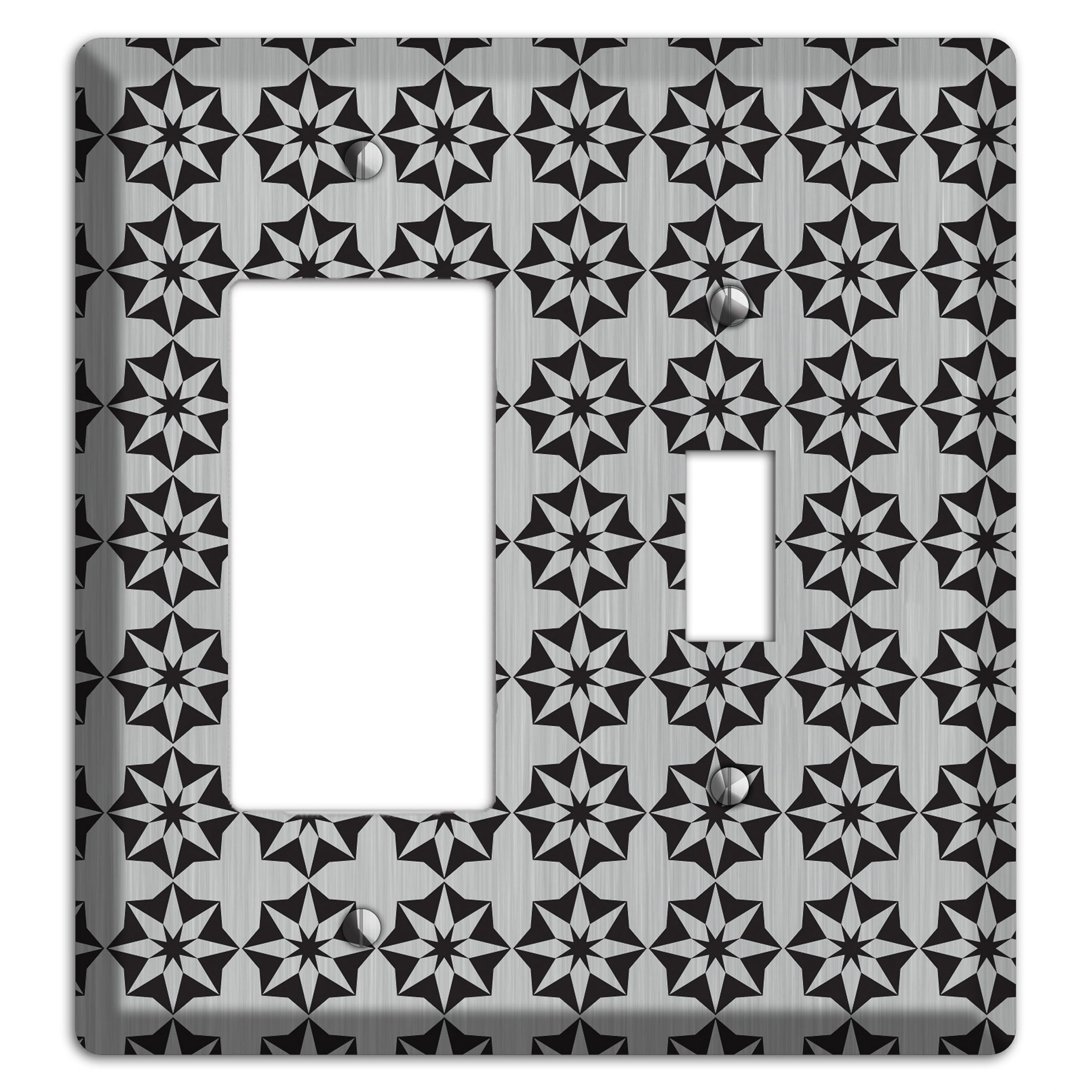 Stainless with Black Foulard Rocker / Toggle Wallplate