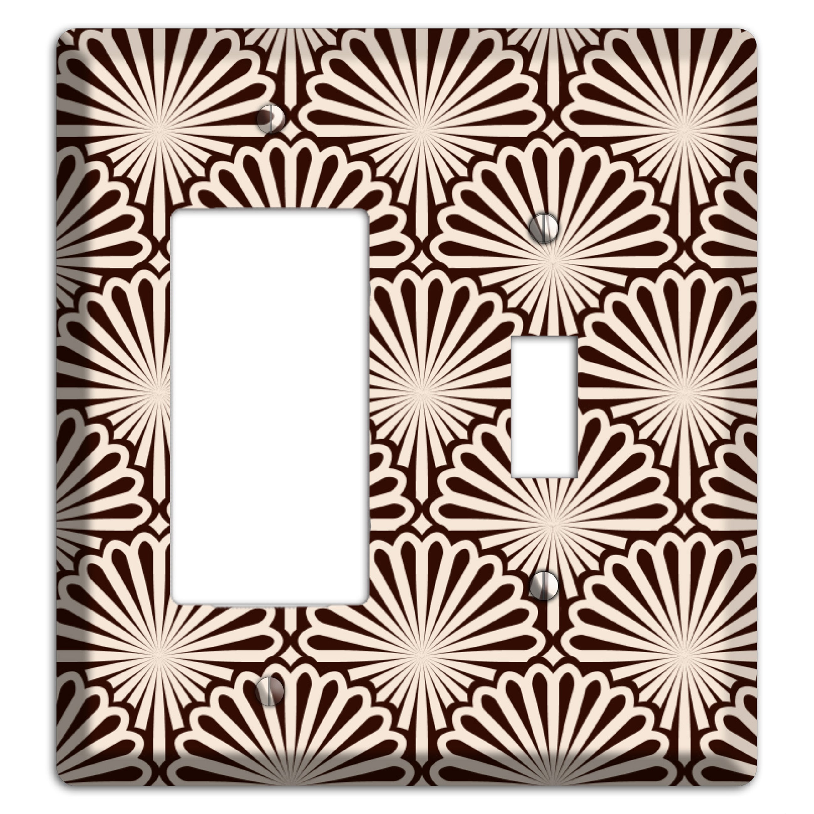 Black and White Deco Scallop Fans Rocker / Toggle Wallplate
