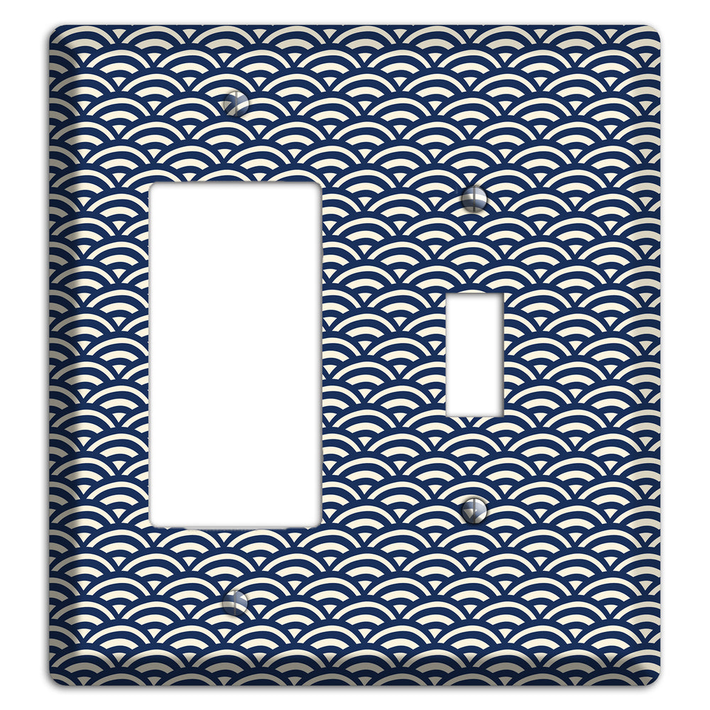 Navy Scallop Print Rocker / Toggle Wallplate