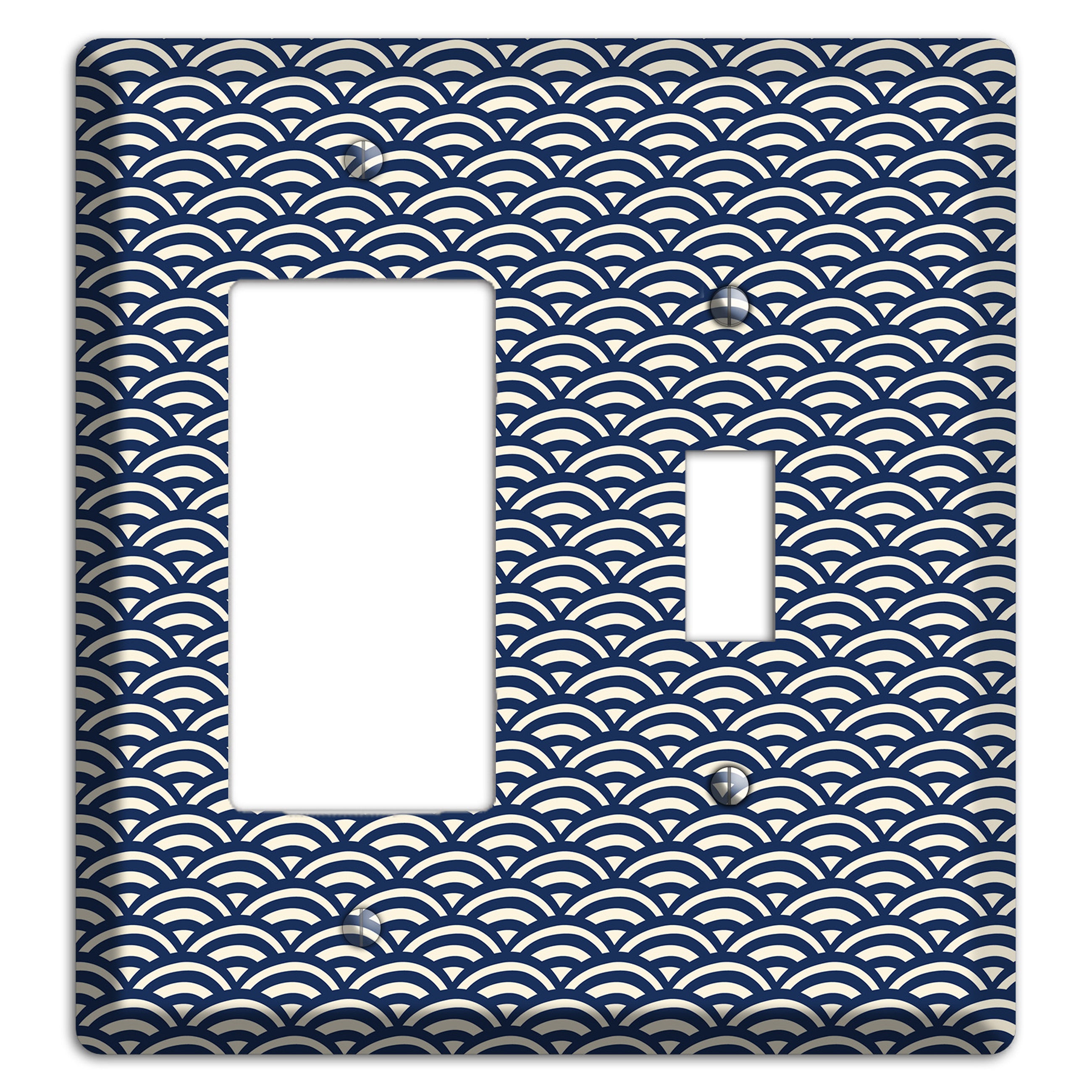 Navy Scallop Print Rocker / Toggle Wallplate